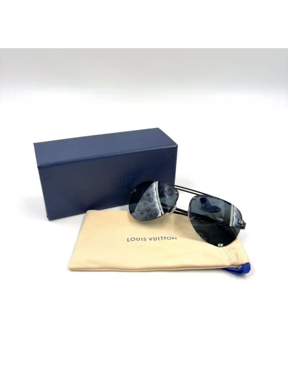 Louis Vuitton Clockwise Acetate Metal Gray Black Sunglasses Eyewear